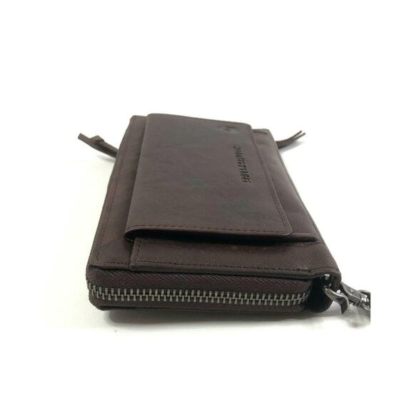 Spikes & Sparrow Wristlet Zip Wallet Dark Brown Leather Aspen RFID Protected - Picture 5 of 13